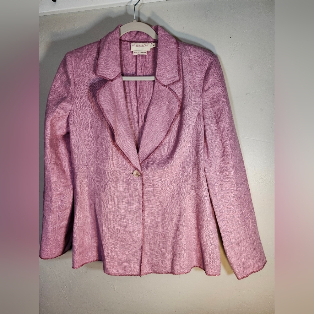 Monterey Bay 100% Linen Mauve Made In Ukraine Raw Hems Sz 8